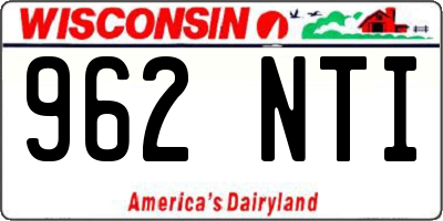WI license plate 962NTI