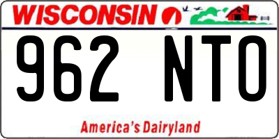 WI license plate 962NTO