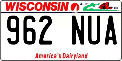WI license plate 962NUA