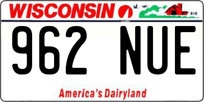 WI license plate 962NUE