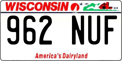 WI license plate 962NUF
