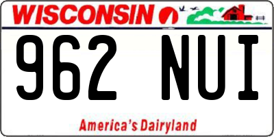 WI license plate 962NUI