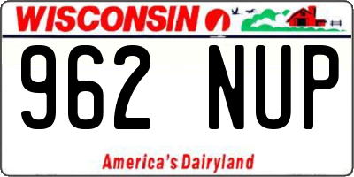 WI license plate 962NUP