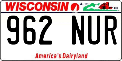 WI license plate 962NUR