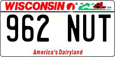 WI license plate 962NUT