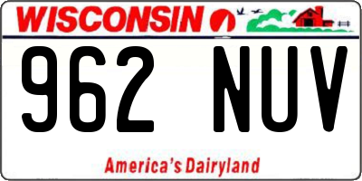 WI license plate 962NUV