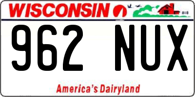 WI license plate 962NUX