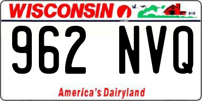 WI license plate 962NVQ