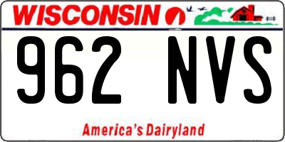 WI license plate 962NVS