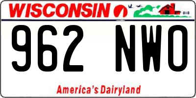 WI license plate 962NWO
