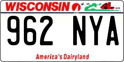 WI license plate 962NYA