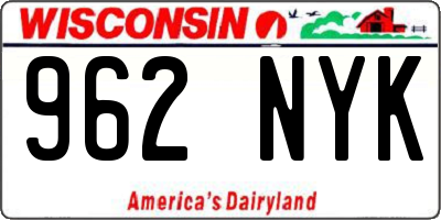 WI license plate 962NYK