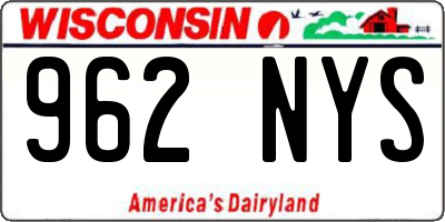 WI license plate 962NYS