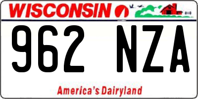 WI license plate 962NZA