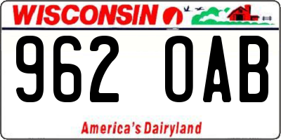 WI license plate 962OAB