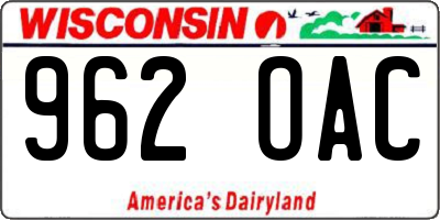 WI license plate 962OAC