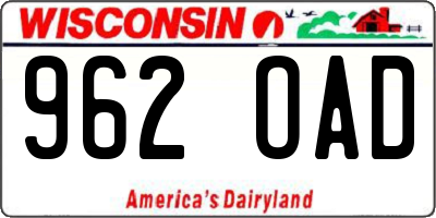 WI license plate 962OAD