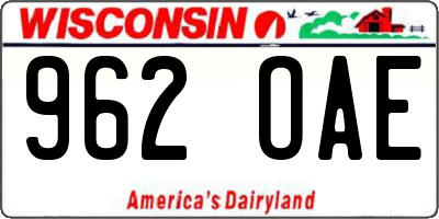 WI license plate 962OAE