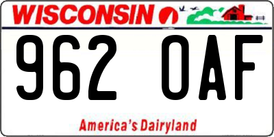 WI license plate 962OAF
