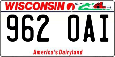 WI license plate 962OAI