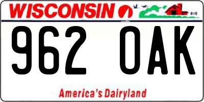 WI license plate 962OAK