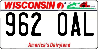 WI license plate 962OAL