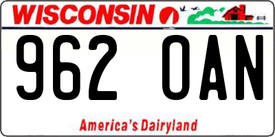 WI license plate 962OAN