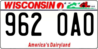 WI license plate 962OAO
