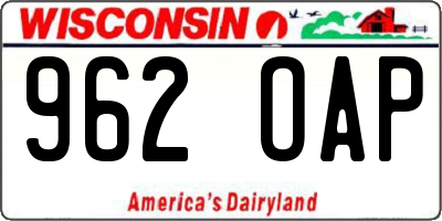WI license plate 962OAP