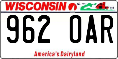 WI license plate 962OAR