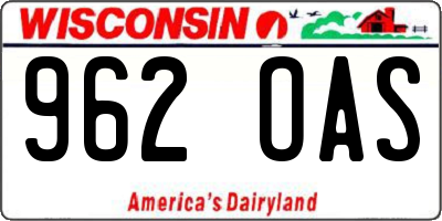 WI license plate 962OAS