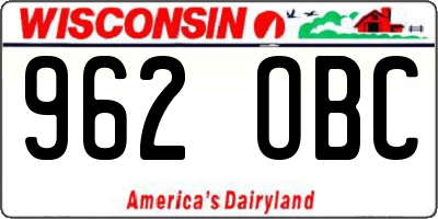 WI license plate 962OBC