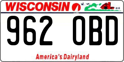 WI license plate 962OBD
