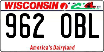 WI license plate 962OBL