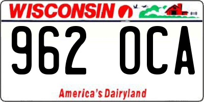 WI license plate 962OCA