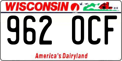WI license plate 962OCF