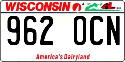 WI license plate 962OCN