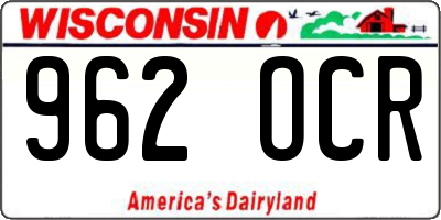 WI license plate 962OCR