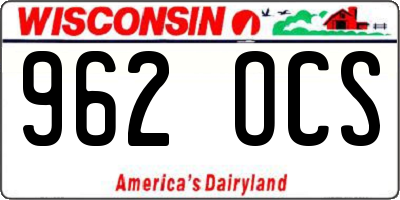 WI license plate 962OCS