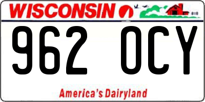 WI license plate 962OCY