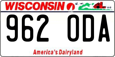 WI license plate 962ODA