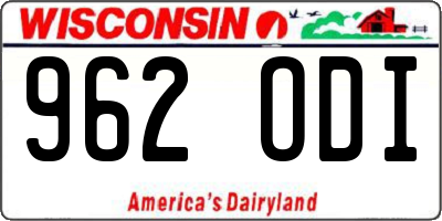 WI license plate 962ODI