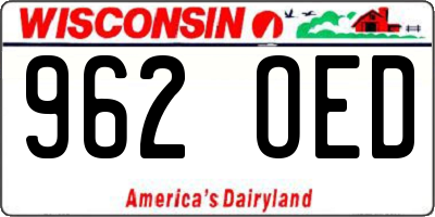WI license plate 962OED