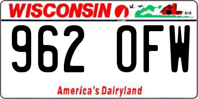 WI license plate 962OFW