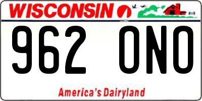 WI license plate 962ONO
