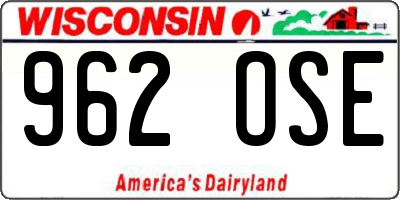 WI license plate 962OSE