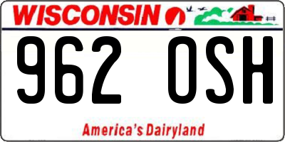 WI license plate 962OSH