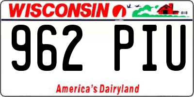 WI license plate 962PIU