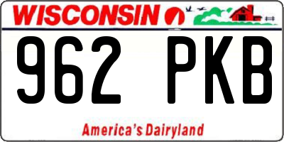 WI license plate 962PKB