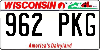 WI license plate 962PKG
